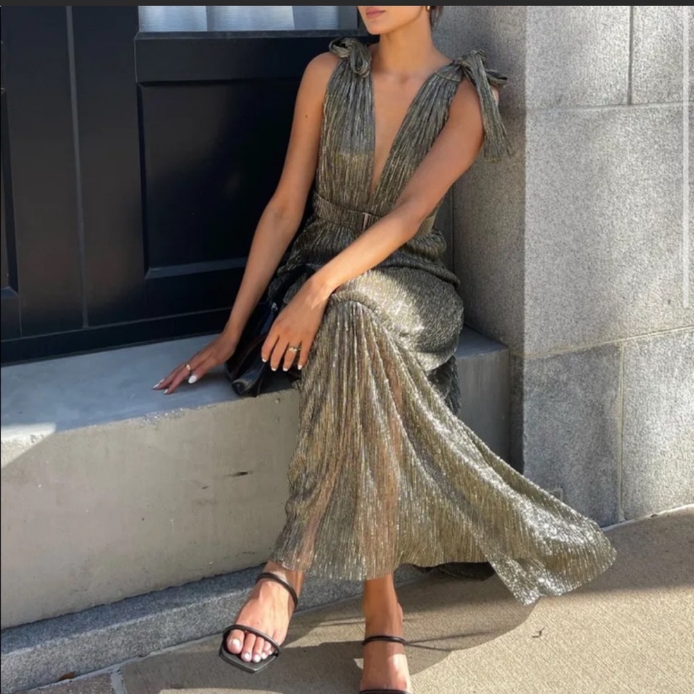 Like New: SABINA MUSAYEV HELENA DRESS in Gold (M)